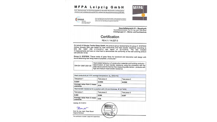 吸音保溫壁布熱導(dǎo)率和保溫性能認(rèn)證                                            